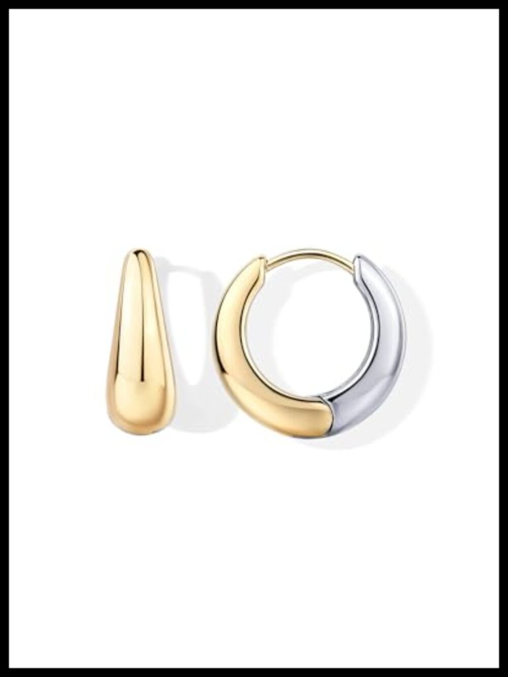 14K Gold Plated Waterproof Chunky Hoop Earrings Mixed Metal Women